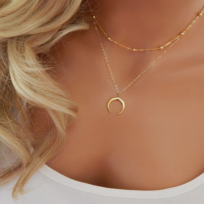 Bohemian Double Necklace Gold Plated Ladies Clavicle Necklace