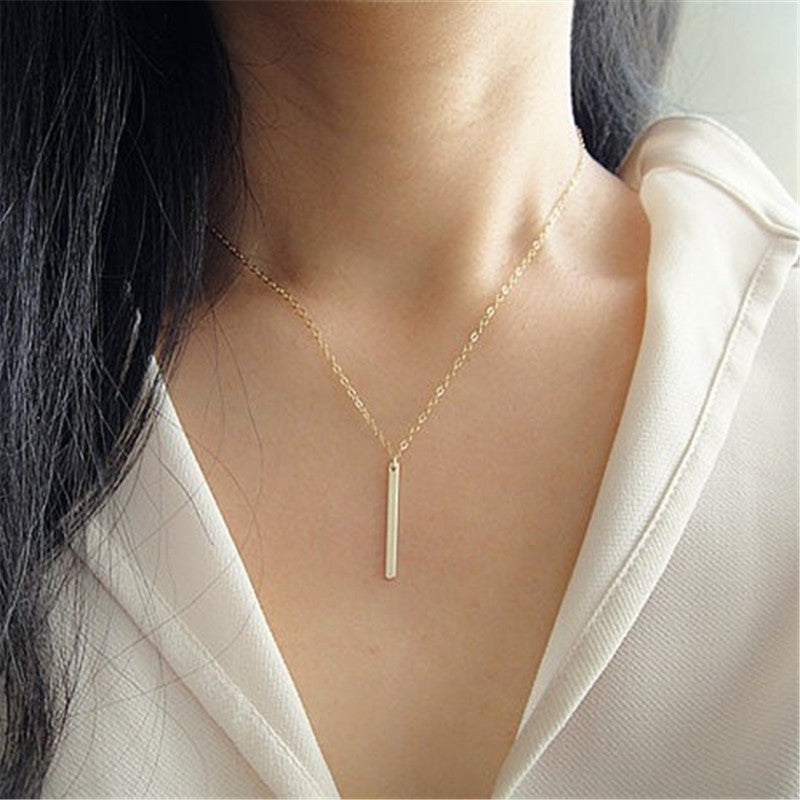 One word pendant simple stick necklace ，