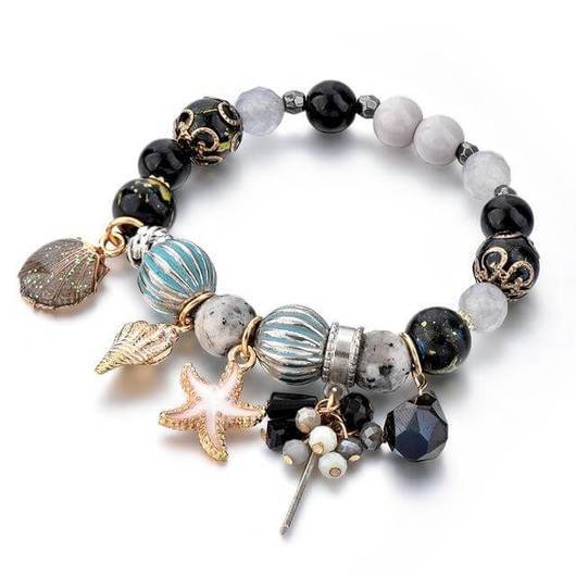 National Style Black Natural Stone Shell Beach Bracelet Jewelry