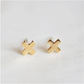 Brushed Silver Square Time Gem Stud Earrings