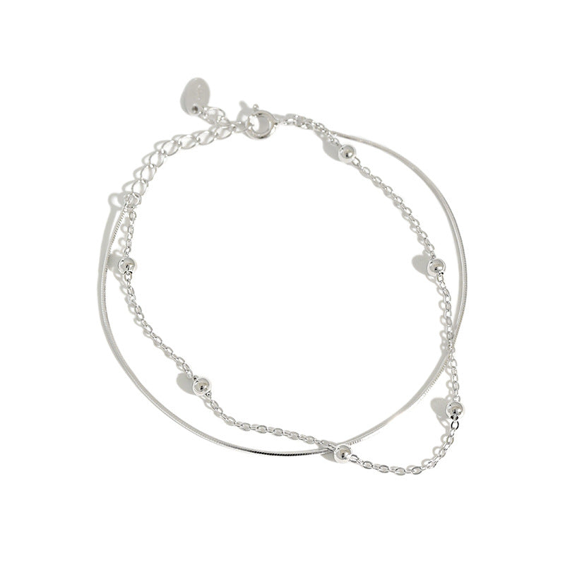 Double round bead anklet