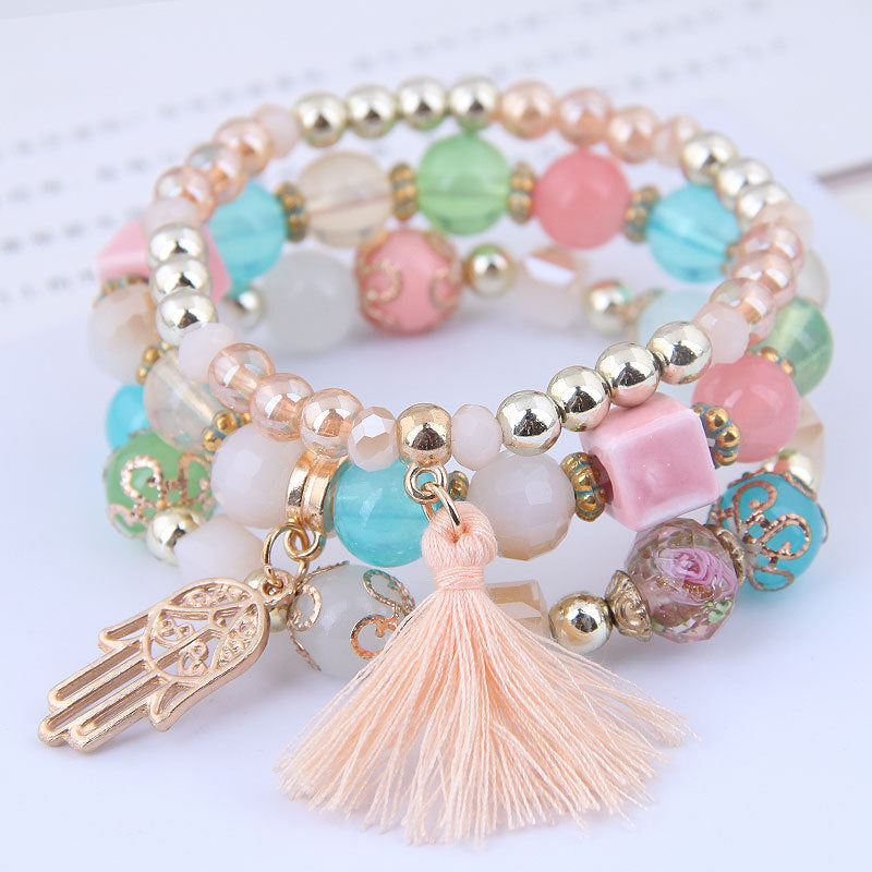 Bohemian spring and summer multi-layer stretch rope handmade beaded bracelet