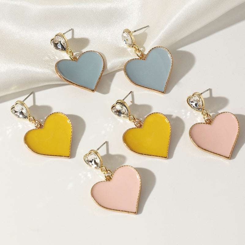 Sweet And Cute Girl Double Peach Heart Earrings