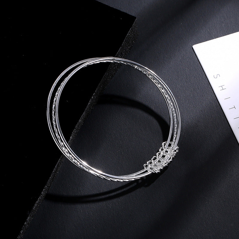 Ladies Bracelet Electroplated Bright Silver Geometric Circle