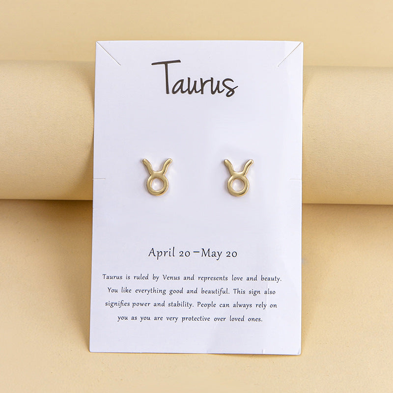 Twelve Constellation Earrings Gold And Silver 12 Zodiac