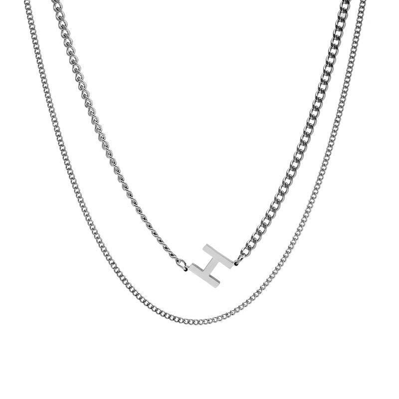 Stacked H Letter Titanium Steel Necklace Female Simple Temperament