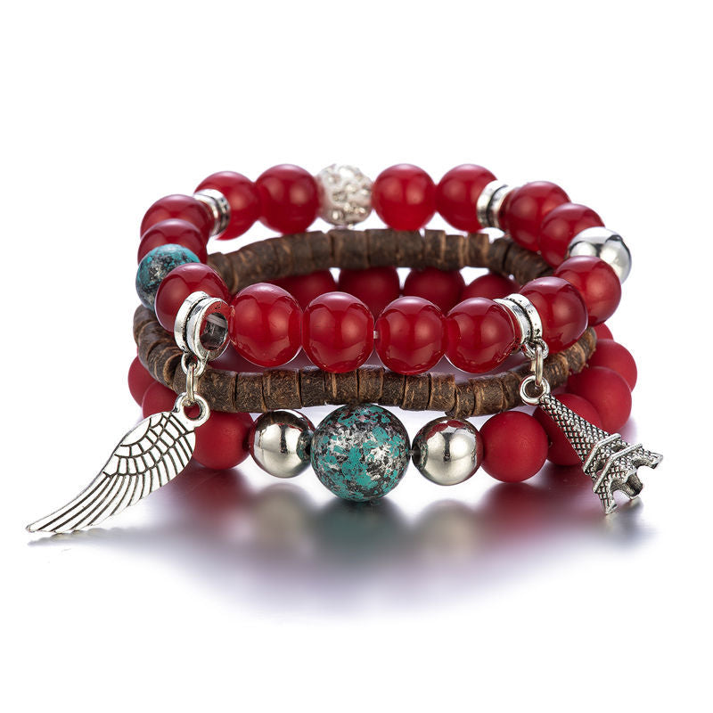 Four-piece Natural Glass Beads Bracelet
