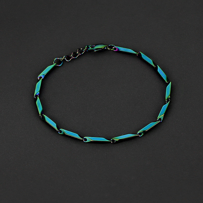 Men'sTrendy Titanium Steel Quenched Bamboo Leaf Chain Bracelet