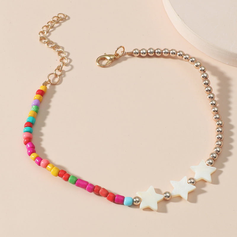 Bohemian Rice Beads Star Anklet