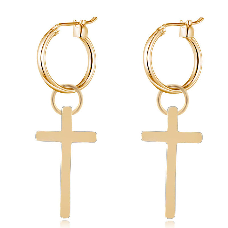 Alloy Cross Pendant Earrings