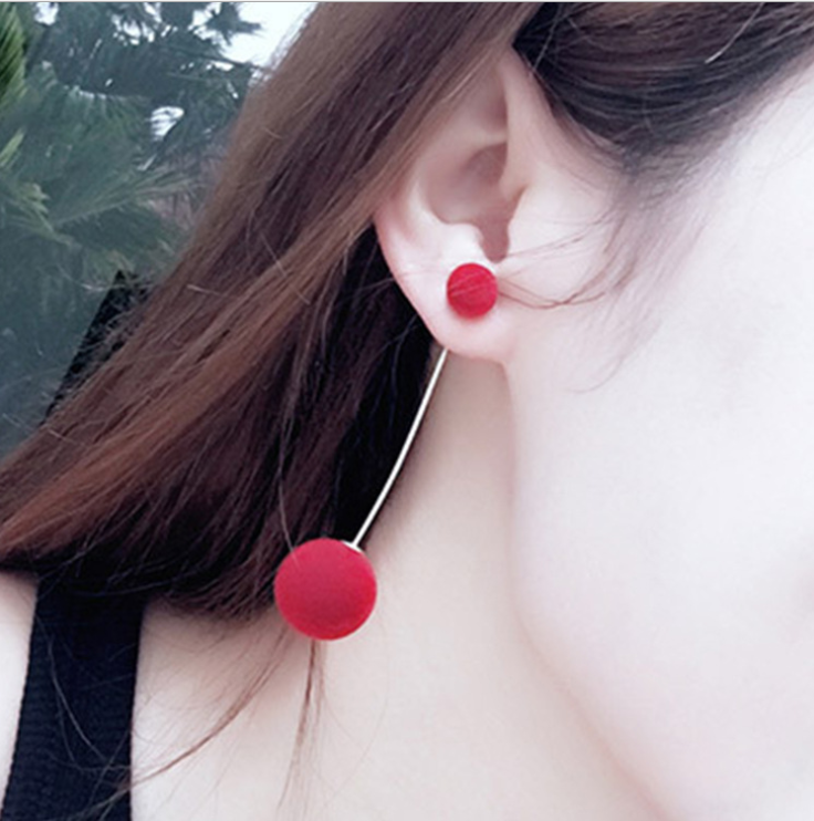 Fashion temperament woolen ball earrings earrings