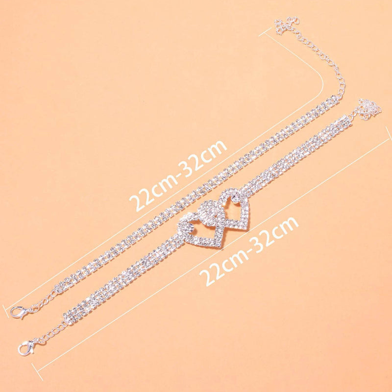 Personalized Double Heart Bracelet Anklet