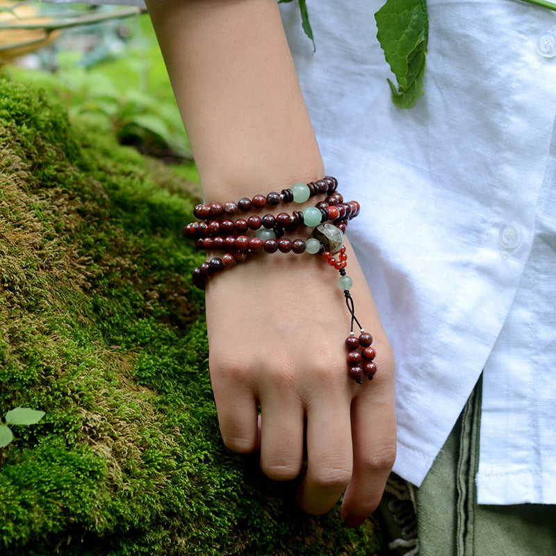 Dongling Jade Red Stone Mala Bracelet for Women Charms Gifts for Mom