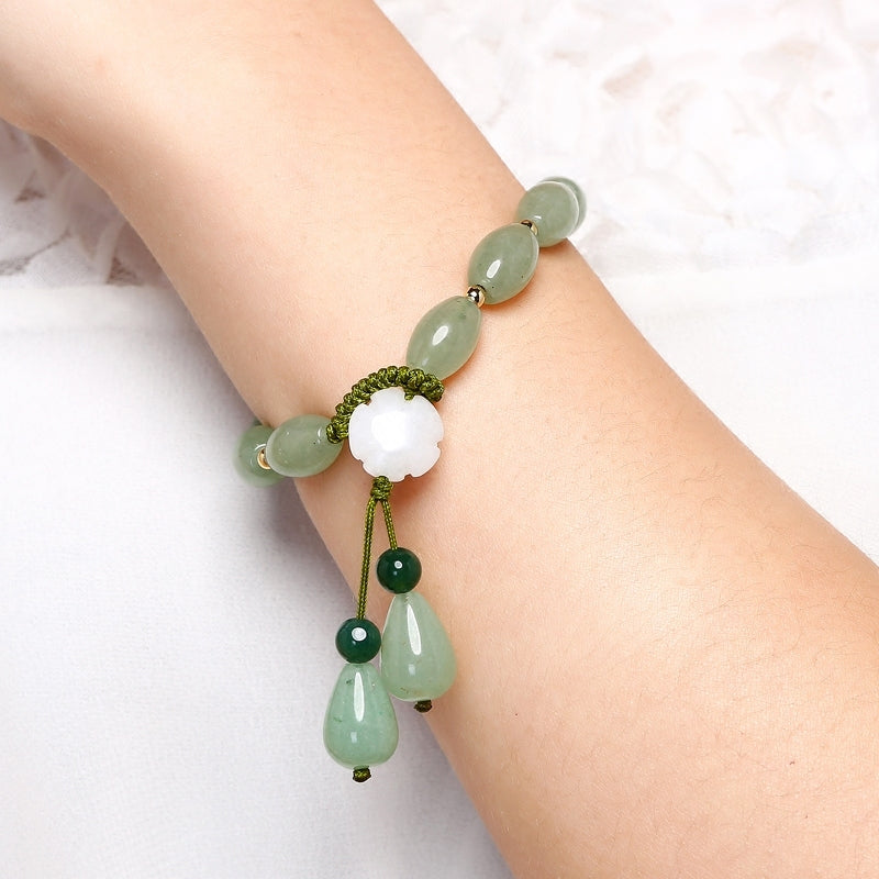 Natural Jade Stone Crystal Wrist Charm Bracelet