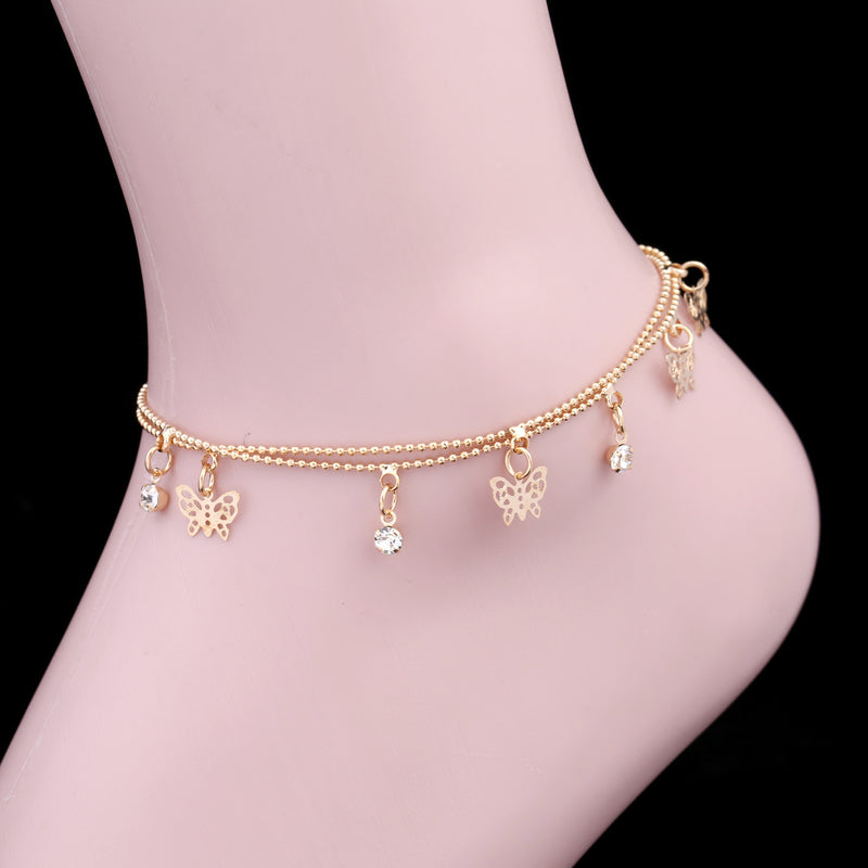 Double Butterfly Anklet Fashion Alloy Women's Foot Chain