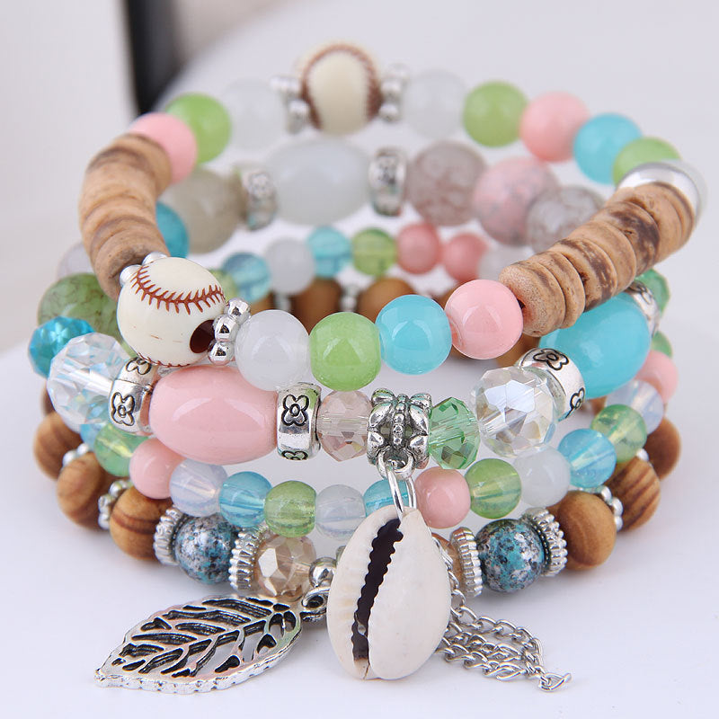 Bohemian spring and summer multi-layer stretch rope handmade beaded bracelet