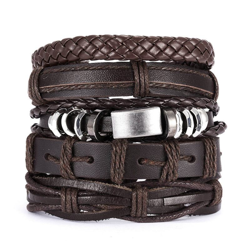 Cross Braided Leather Adjustable Suit Bracelet