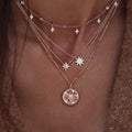 Inlaid diamonds, many stars, clavicle chain pendant, fashion sunglasses