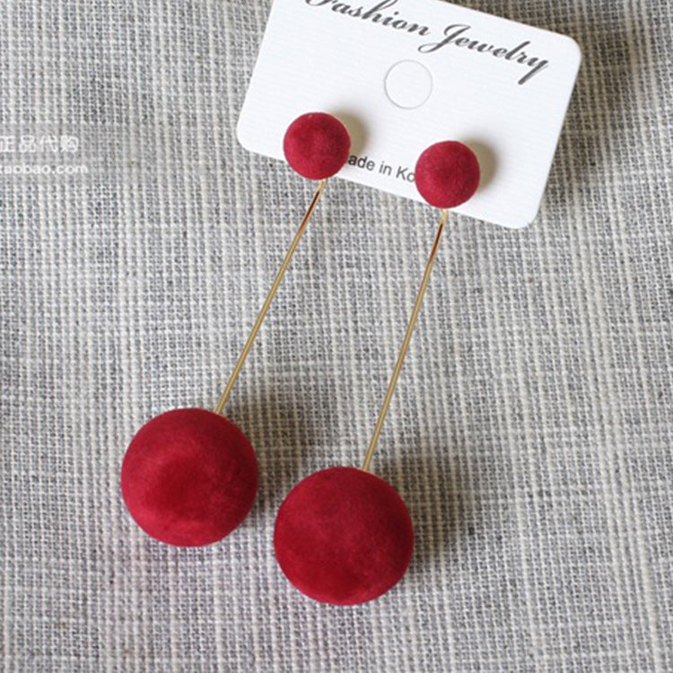 Fashion temperament woolen ball earrings earrings