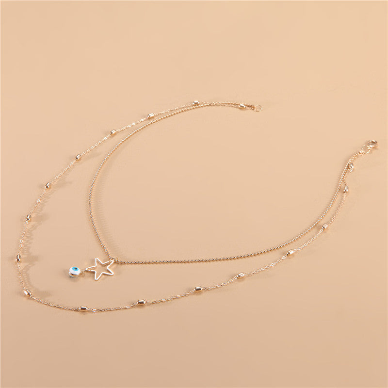 Fashion Metal Alloy Star Evil Eye Necklace