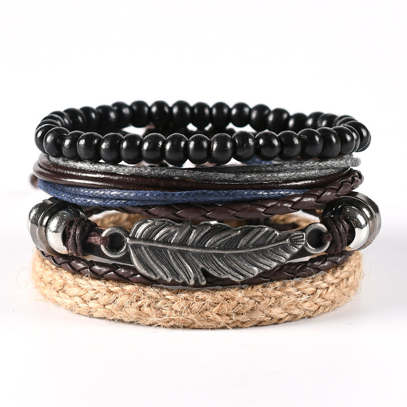 Multi-layer Suit Men's Leather Braided Bracelet
