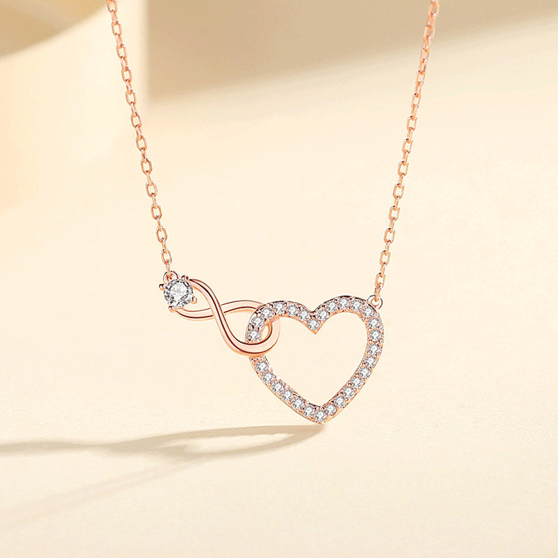 Simple Love Knot Necklace Female Temperament Heart-shaped