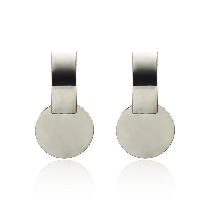 Geometric metal round earrings