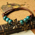 Hand-knitted ceramic bead bracelet