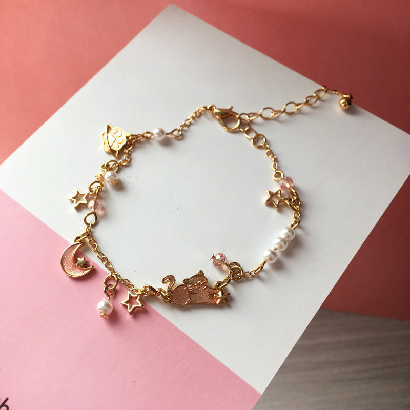 Planet Starry Sky Blue Cat Fashion Simple Bracelet