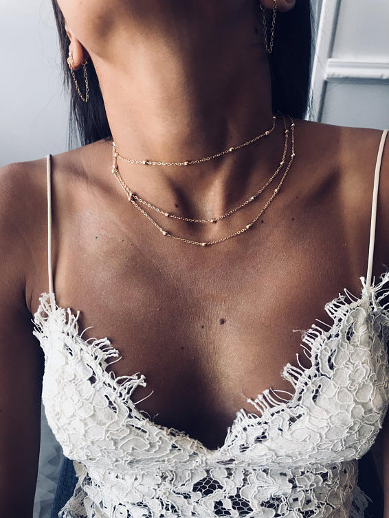 Multi-layer necklace necklace multi-layer pendant bead chain