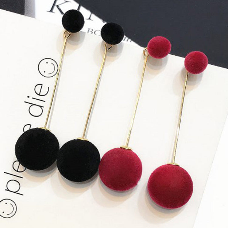 Fashion temperament woolen ball earrings earrings