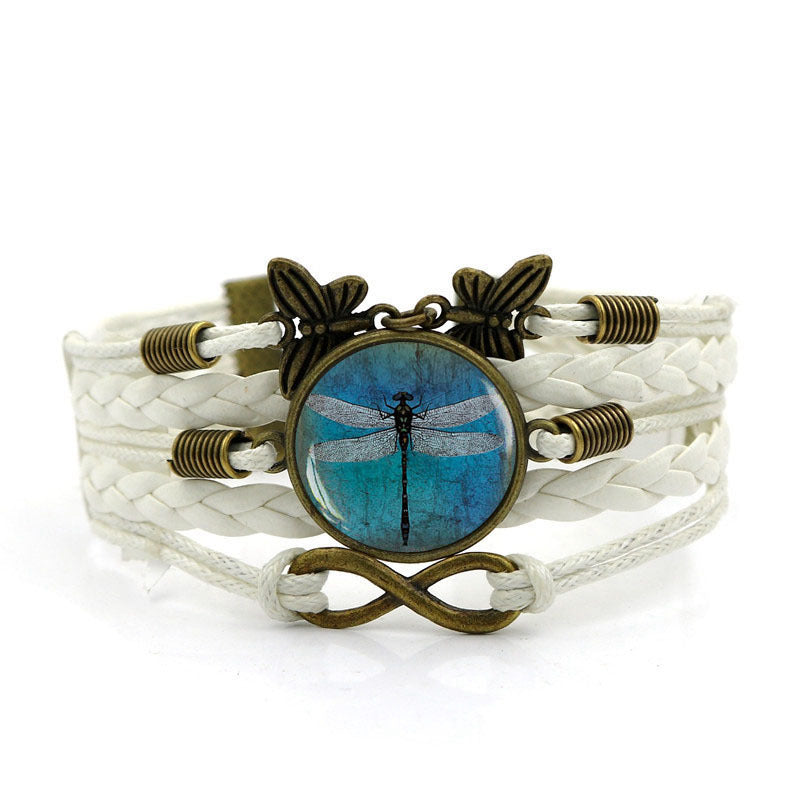 Vintage Amber Blue Dragonfly Time Gem Bracelet
