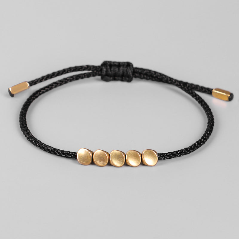 Irregular Black Rope Copper Beads Bracelet