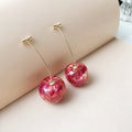 French dried flower cherry earrings