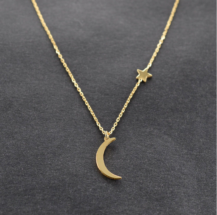 Simple star moon necklace