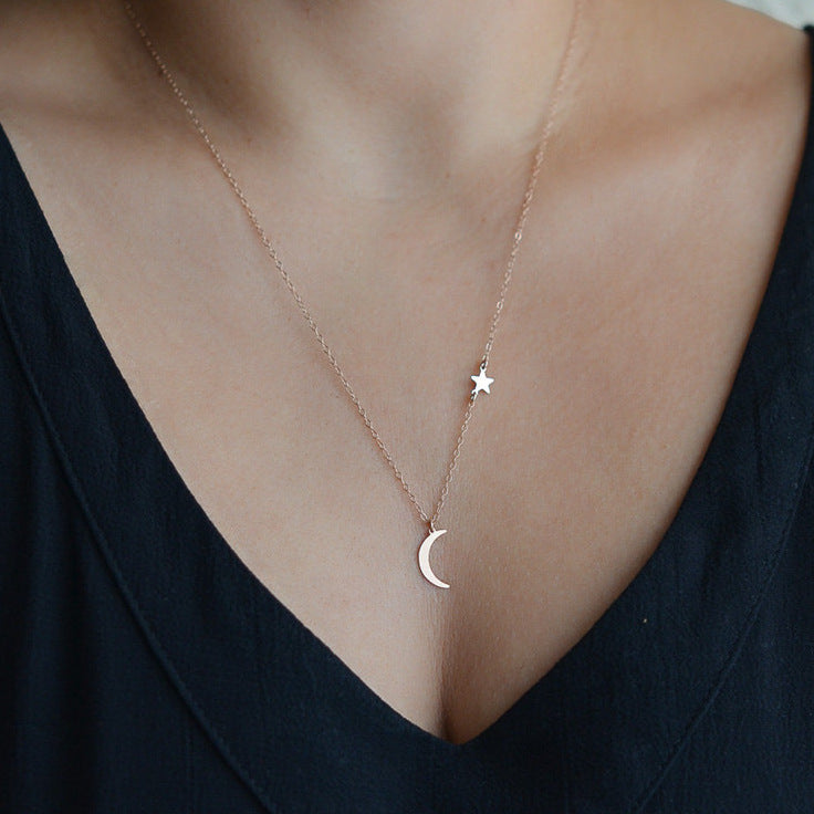 Simple star moon necklace