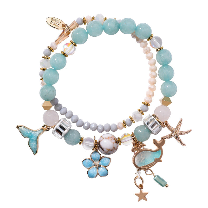 Ocean-inspired Charm Bracelet - Whale, Tail, Flower, and Starfish Pendants