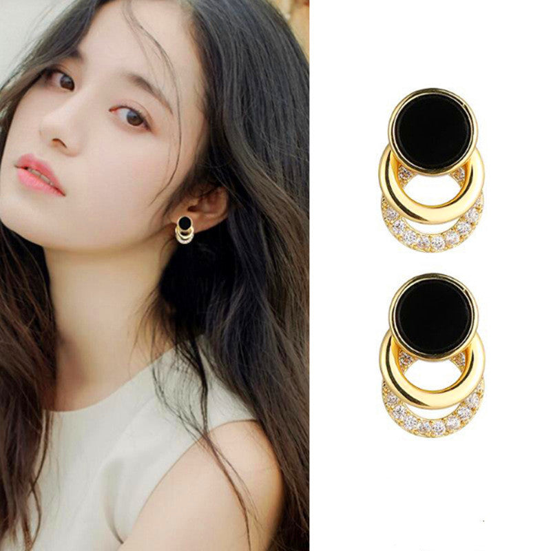 Fashionable simple full diamond all-match earrings