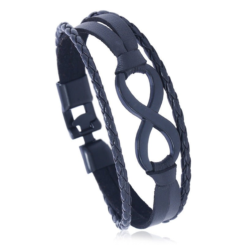 Woven men's leather bracelet