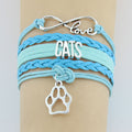 Hand-knitted Braided Bracelet With Cat & Paw Charm