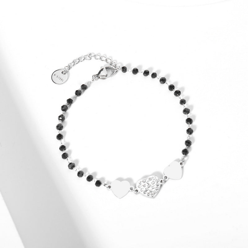 Micro-Inlaid Stainless Steel Pendant Bracelet With Diamond Glass Beads Foreign Trade Jewelry