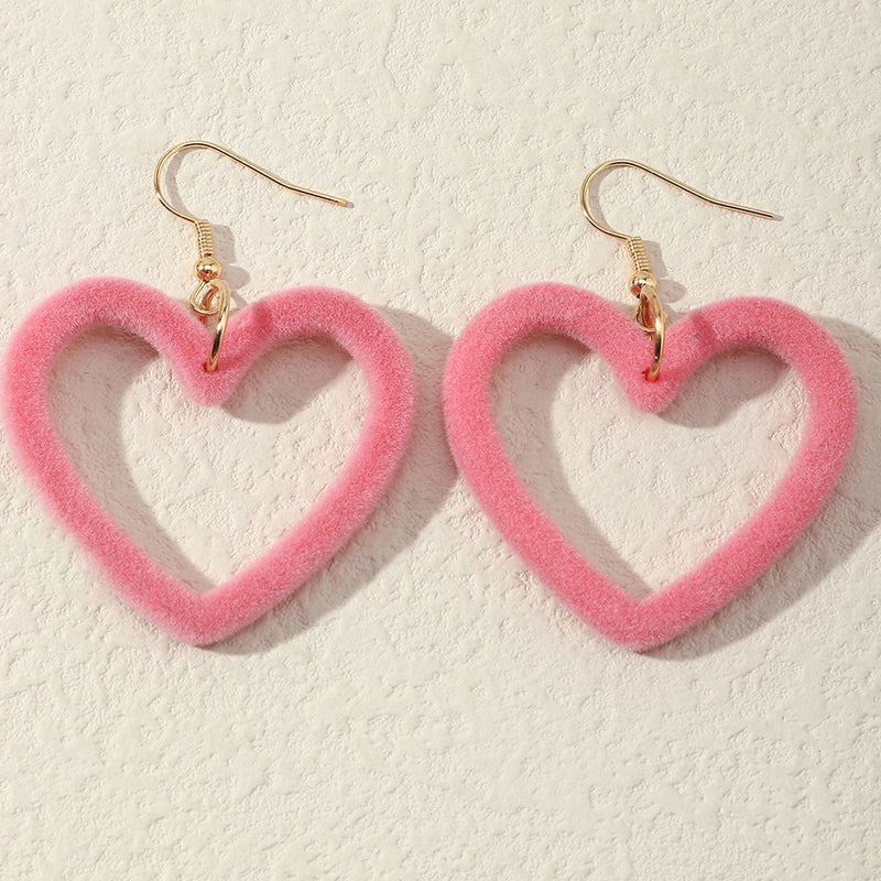 Four-color Lovely Love Girly Acrylic Flocking Earrings