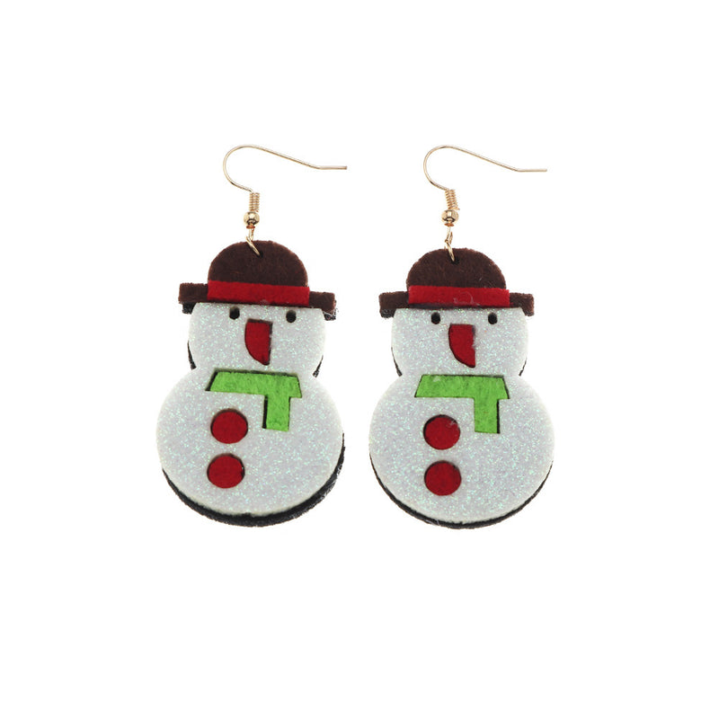 Elder Elk Stud Glitter Cloth Christmas Earrings