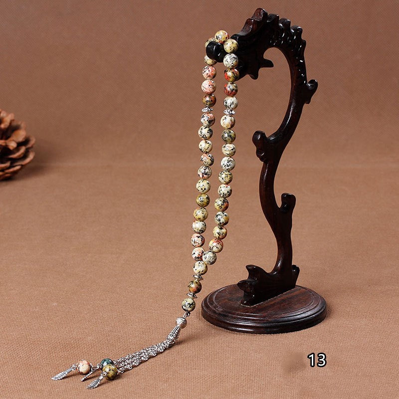 33 Natural stone agate crystal muslim rosary bracelet