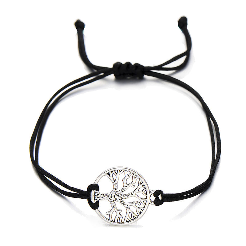 Simple hand-woven red rope tree of life bracelet