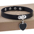 Punk Gothic Love Heart Pendant Leather Collar Leather Necklace