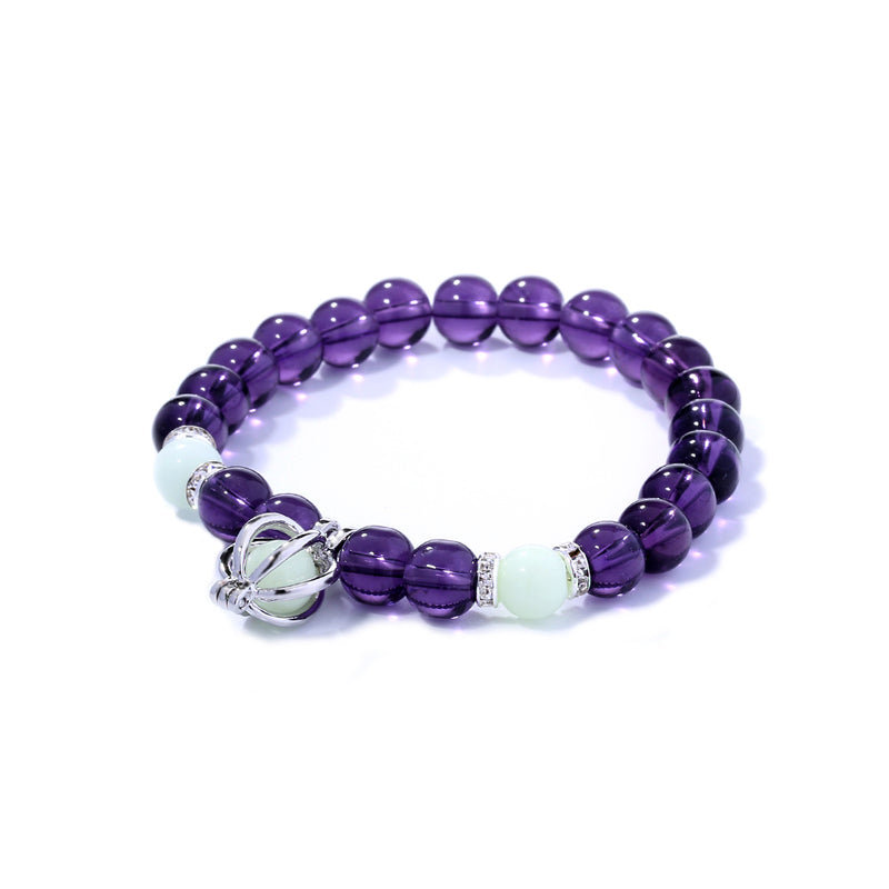 Purple Glass Bead Luminous Pumpkin Bracelet