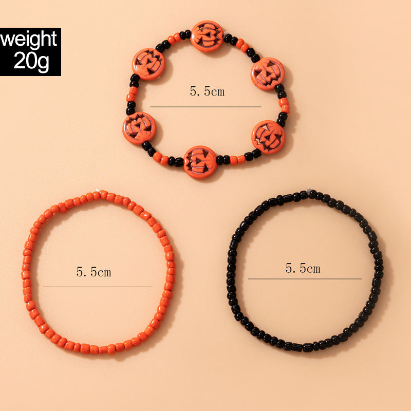 Simple Bead Pumpkin Head Geometric 3-piece Bracelet