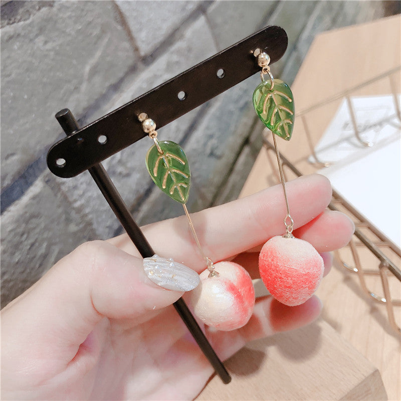 Cute Girly Earrings with Peach 925 Silver Needle