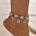 Shell beads push-pull anklet